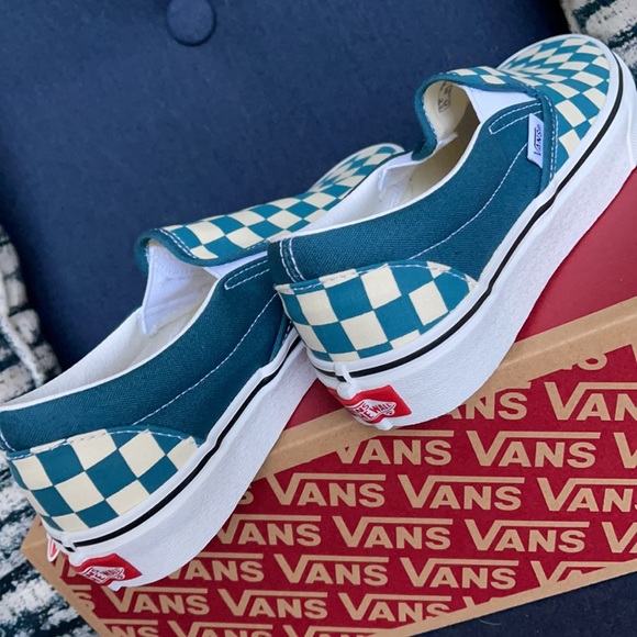 Vans Classic Slip-On Checkerboard Blue Coral/True White WMNS - Picture 15 of 16